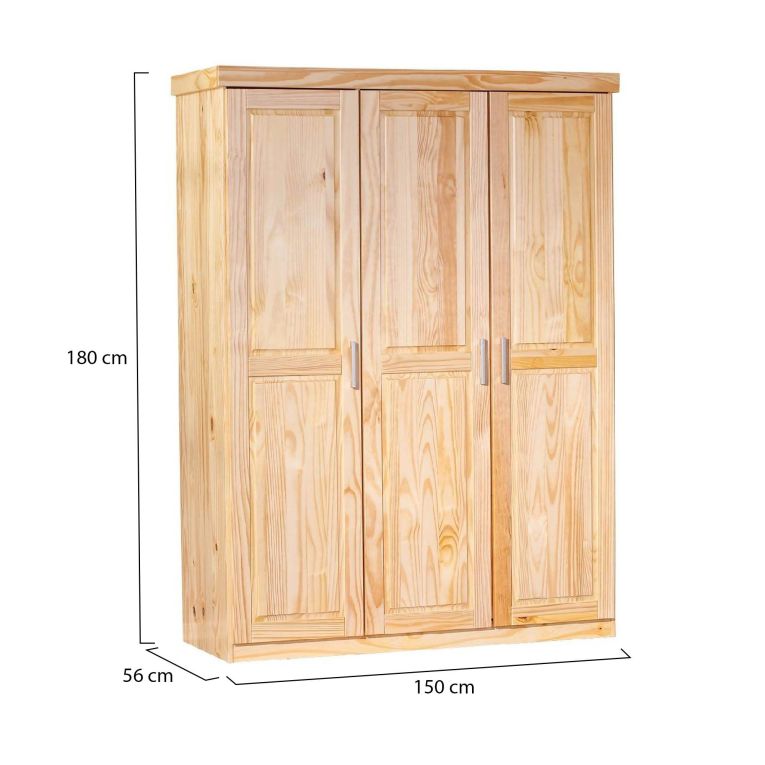 Guardaroba 3 ante- Marrone Rovere Appendiabiti 4 Ripiani 140x190h cm, 3 Ante - Tubre