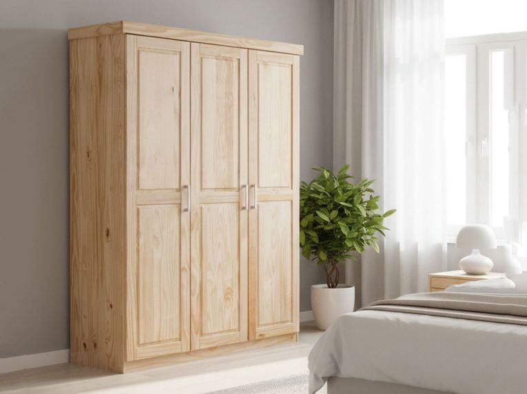 Guardaroba 3 ante- Marrone Rovere Appendiabiti 4 Ripiani 140x190h cm, 3 Ante - Tubre