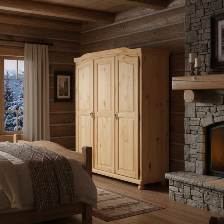 Guardaroba 3 ante- Marrone Rovere Appendiabiti 4 Ripiani 150x180h cm, 3 Ante - Calosso