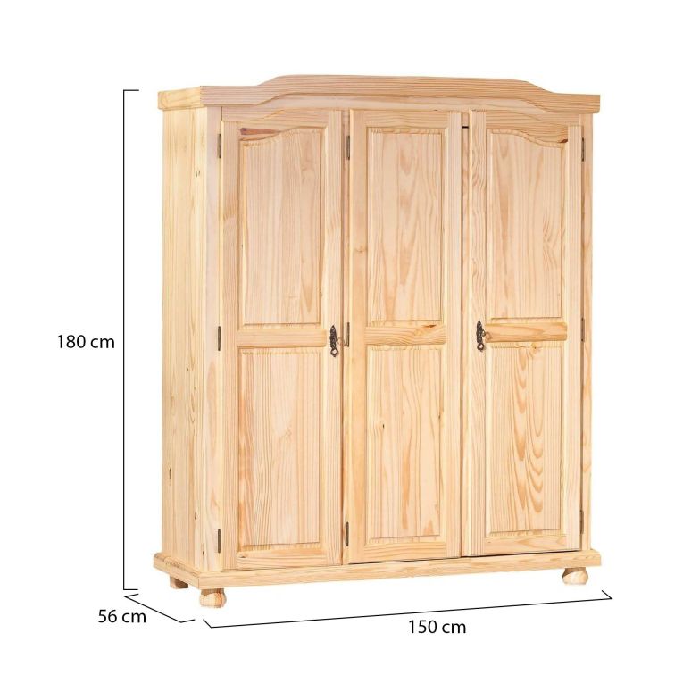 Guardaroba 3 ante- Marrone Rovere Appendiabiti 4 Ripiani 150x180h cm, 3 Ante - Calosso