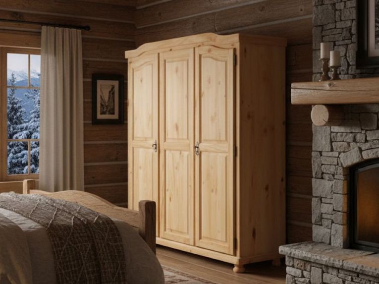 Guardaroba 3 ante- Marrone Rovere Appendiabiti 4 Ripiani 150x180h cm, 3 Ante - Calosso