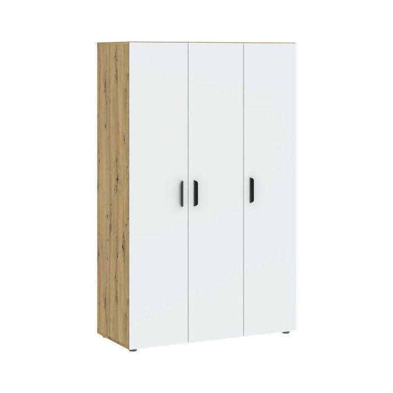 Guardaroba 3 Ante Marrone Rovere Bianco Appendiabiti 4 Ripiani 111x52 cm, 3 Ante - Pettineo