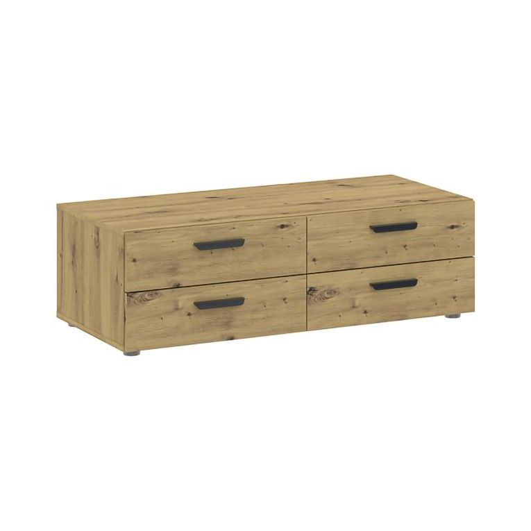 Guardaroba 3 Ante Marrone Rovere Nodi Bianco Appendiabiti 4 Cassetti 111x52 cm, 4 Ripiani - Randazzo