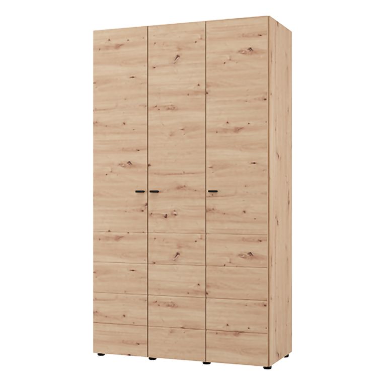 Guardaroba 3 Ante Marrone Rovere Nodi Bianco Appendiabiti 4 Ripiani 117x52 cm, 3 Ante - Ronco