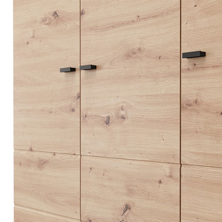 Guardaroba 3 Ante Marrone Rovere Nodi Bianco Appendiabiti 4 Ripiani 117x52 cm, 3 Ante - Ronco
