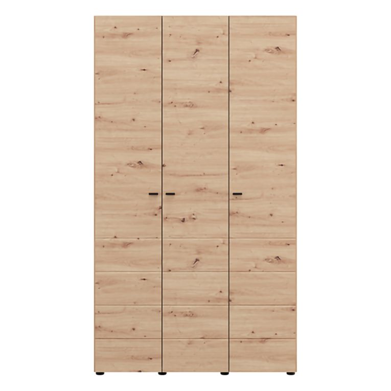 Guardaroba 3 Ante Marrone Rovere Nodi Bianco Appendiabiti 4 Ripiani 117x52 cm, 3 Ante - Ronco