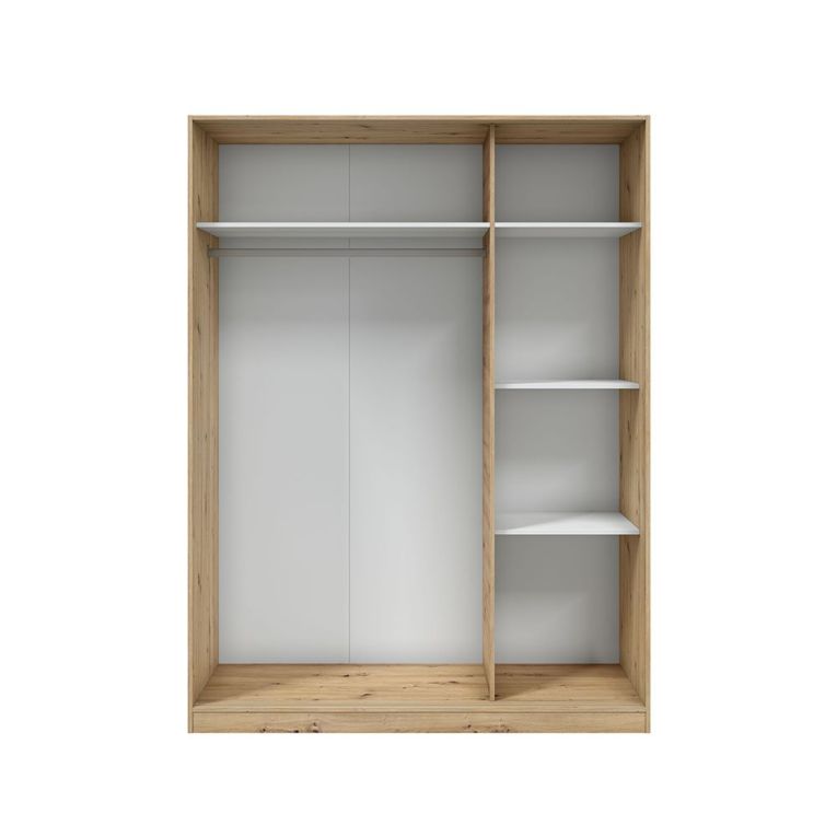 Guardaroba 3 Ante Marrone Rovere Nodi Bianco Appendiabiti 4 Ripiani 150x50 cm, 6 Vani - Senales