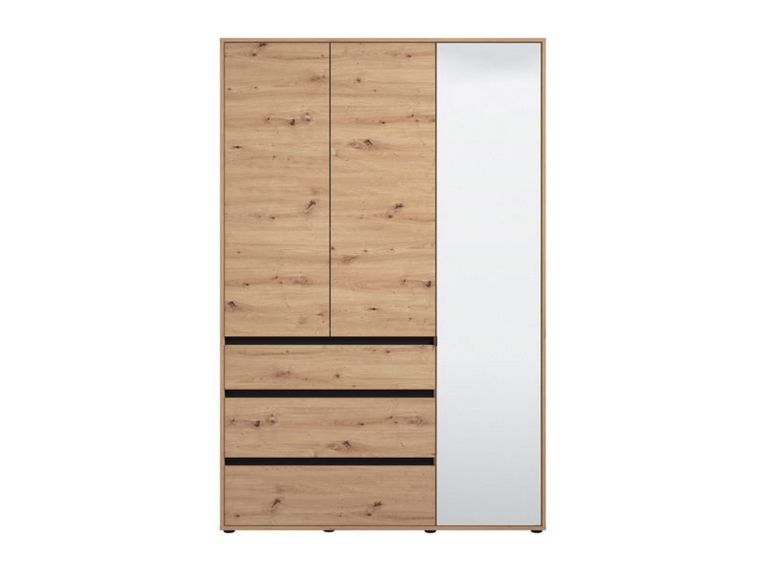 Guardaroba 3 Ante Marrone Rovere Nodi Nero Appendiabiti 3 Cassetti 138x55 cm, 4 Ripiani - Ilbonoo