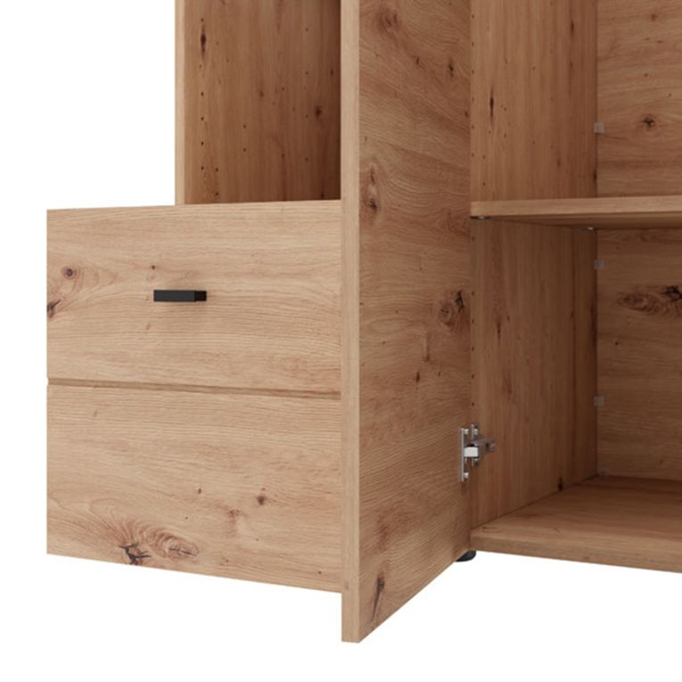 Guardaroba 3 Ante Marrone Rovere Nodi Nero Appendiabiti un Cassetto 117x52 cm, 5 Ripiani - Patzcu