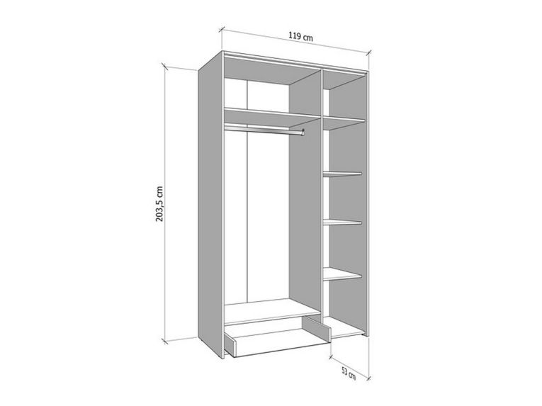 Guardaroba 3 Ante Marrone Rovere Nodi Nero Appendiabiti un Cassetto 119x53 cm, 5 Ripiani - Lavagnoo