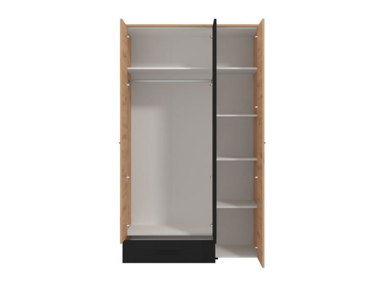Guardaroba 3 Ante Marrone Rovere Nodi Nero Appendiabiti un Cassetto 119x53 cm, 5 Ripiani - Lavagnoo