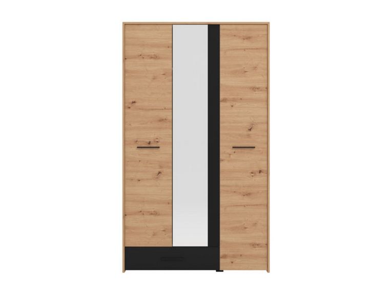 Guardaroba 3 Ante Marrone Rovere Nodi Nero Appendiabiti un Cassetto 119x53 cm, 5 Ripiani - Lavagnoo