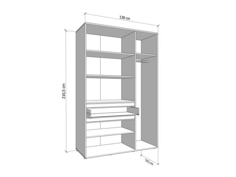 Guardaroba 3 Ante Marrone Rovere Nodi Nero Appendiabiti un Cassetto 138x54.5 cm, 5 Ripiani - Ilbono