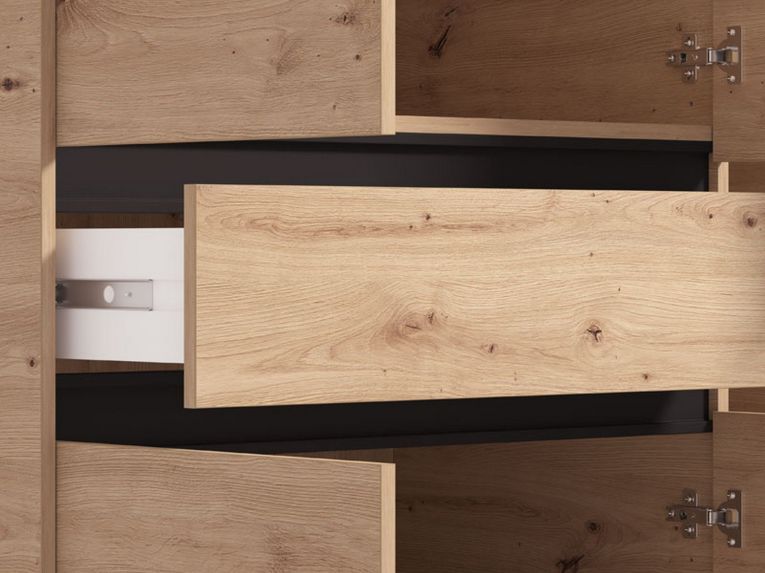 Guardaroba 3 Ante Marrone Rovere Nodi Nero Appendiabiti un Cassetto 138x54.5 cm, 5 Ripiani - Ilbono