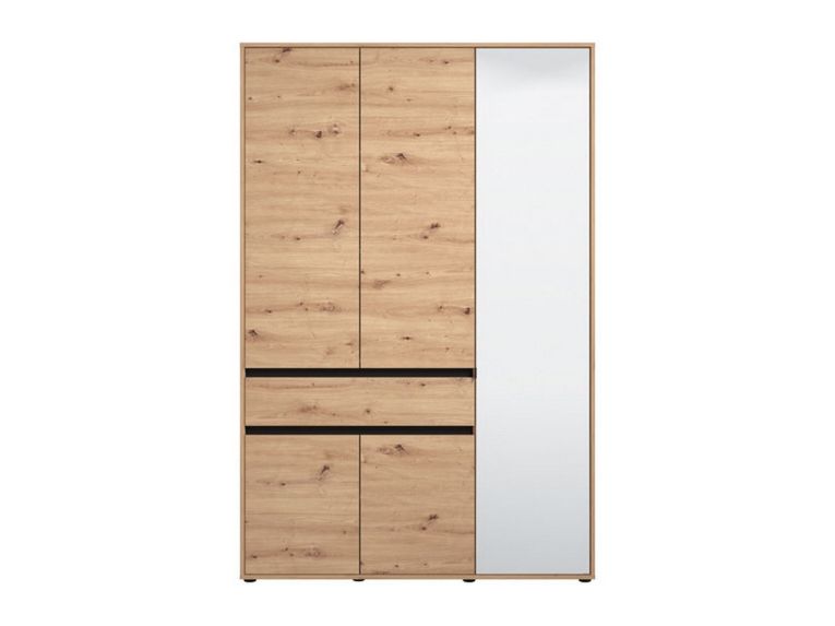 Guardaroba 3 Ante Marrone Rovere Nodi Nero Appendiabiti un Cassetto 138x54.5 cm, 5 Ripiani - Ilbono