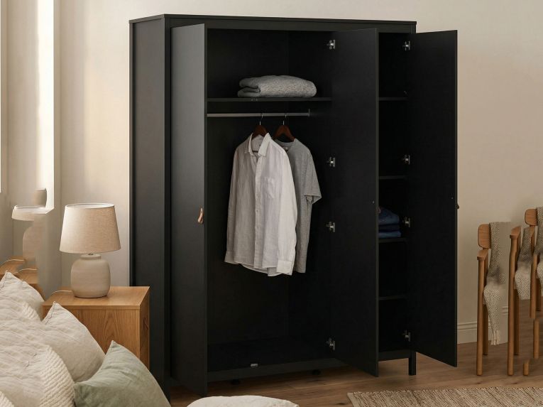Guardaroba 3 ante nero 150x199h cm - Conti