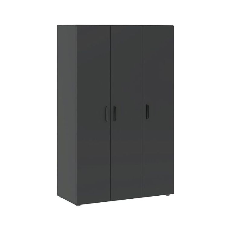 Guardaroba 3 Ante Nero Antracite Appendiabiti 4 Cassetti 111x52 cm, 4 Ripiani - Randazzo