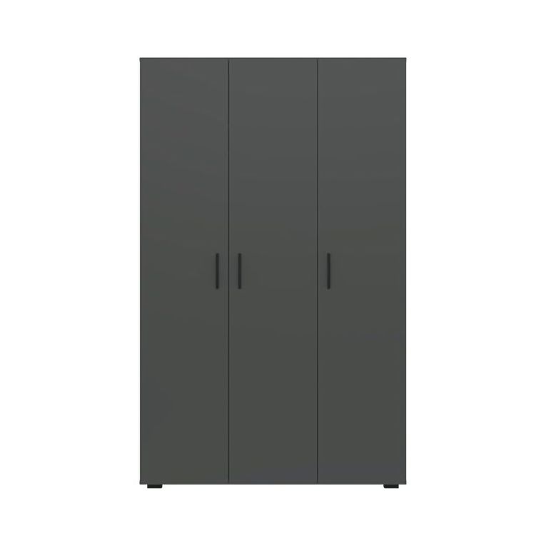 Guardaroba 3 Ante Nero Antracite Appendiabiti 4 Ripiani 111x52 cm, 3 Ante - Pettineo