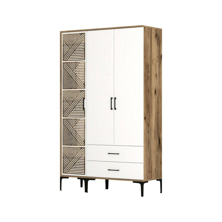 Guardaroba 3 ante noce e bianco 120x201h cm - Awty
