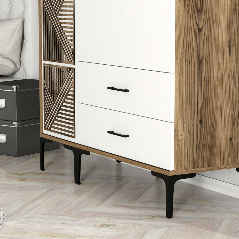 Guardaroba 3 ante noce e bianco 120x201h cm - Awty