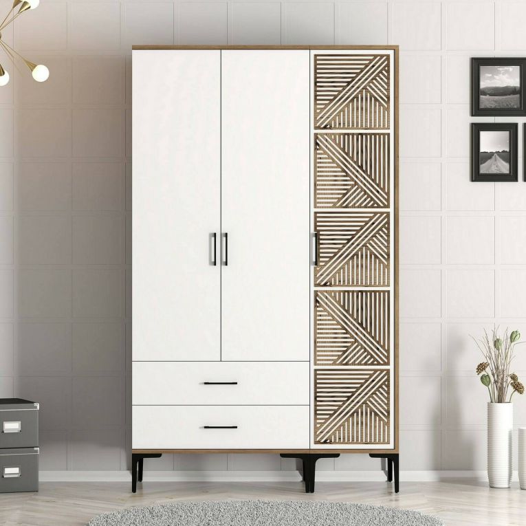 Guardaroba 3 ante noce e bianco 120x201h cm - Awty