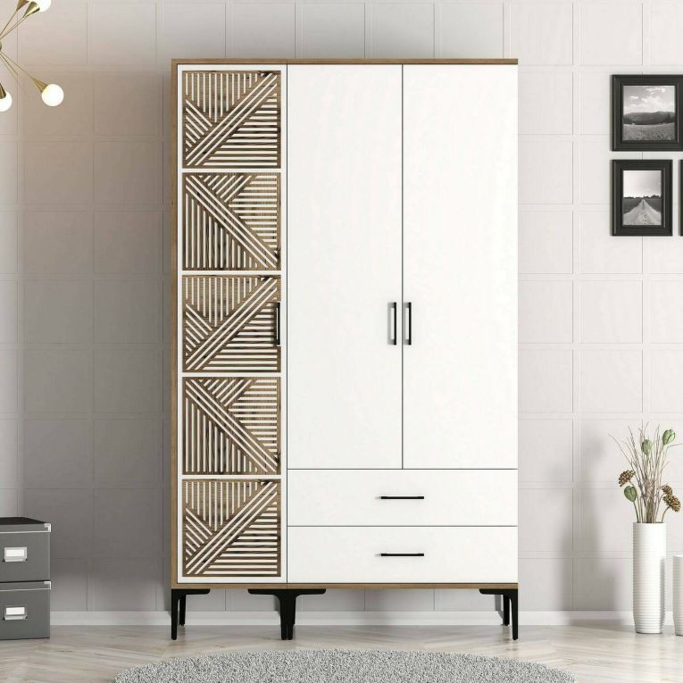 Guardaroba 3 ante noce e bianco 120x201h cm - Awty
