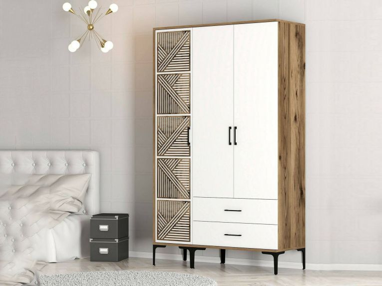 Guardaroba 3 ante noce e bianco 120x201h cm - Awty