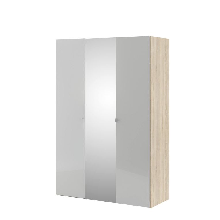 Guardaroba 3 ante quercia e bianco lucido 147x218h cm - Megi