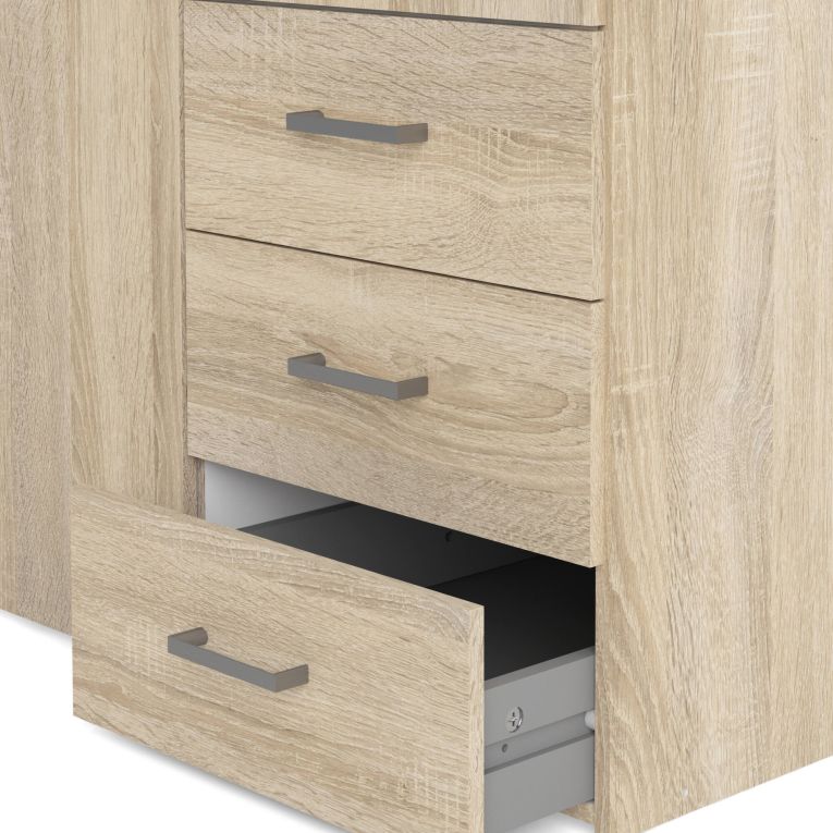 Guardaroba 3 ante Suzette, Mobile camera da letto, Cabina armadio portabiti, Armadio appendiabiti, 116x50 h200 cm, Quercia