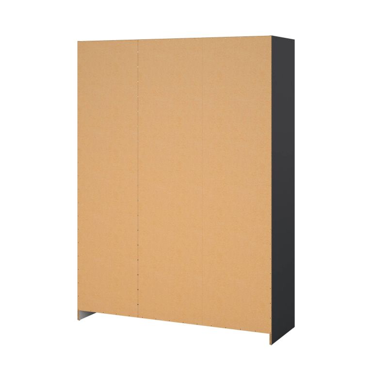 Guardaroba 3 ante Thea, Mobile camera da letto, Cabina armadio portabiti, Armadio appendiabiti, 50x147 h200 cm, Grigio