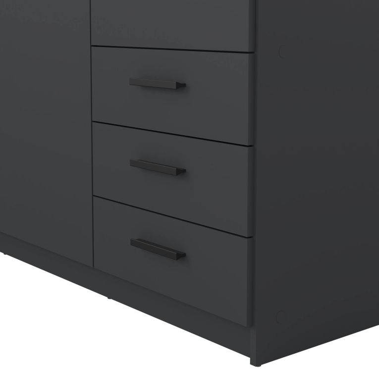 Guardaroba 3 ante Thea, Mobile camera da letto, Cabina armadio portabiti, Armadio appendiabiti, 50x147 h200 cm, Grigio