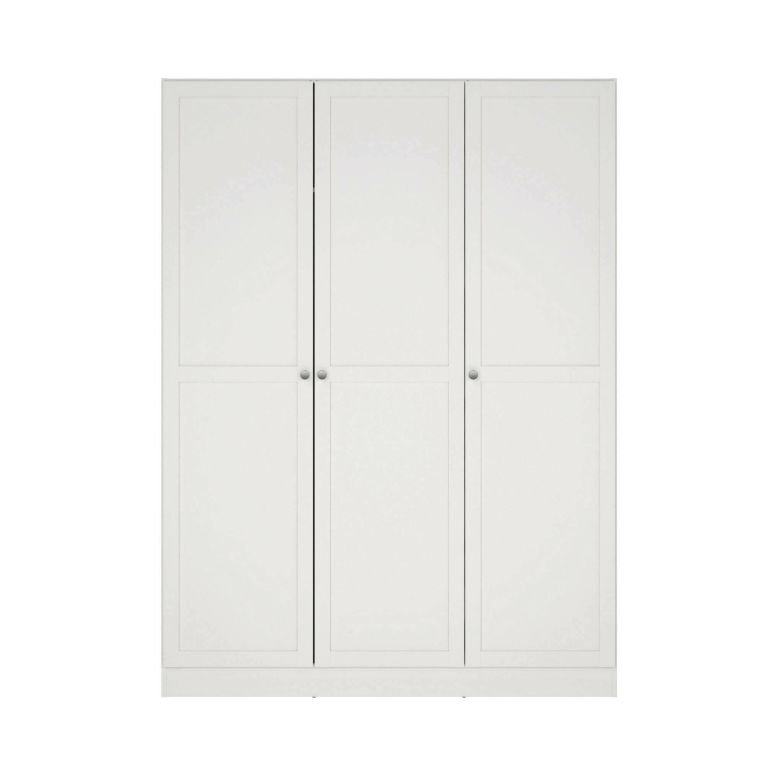 Guardaroba 3 ante Tilda, Mobile camera da letto, Cabina armadio portabiti, Armadio appendiabiti, 62x147 h200 cm, Bianco