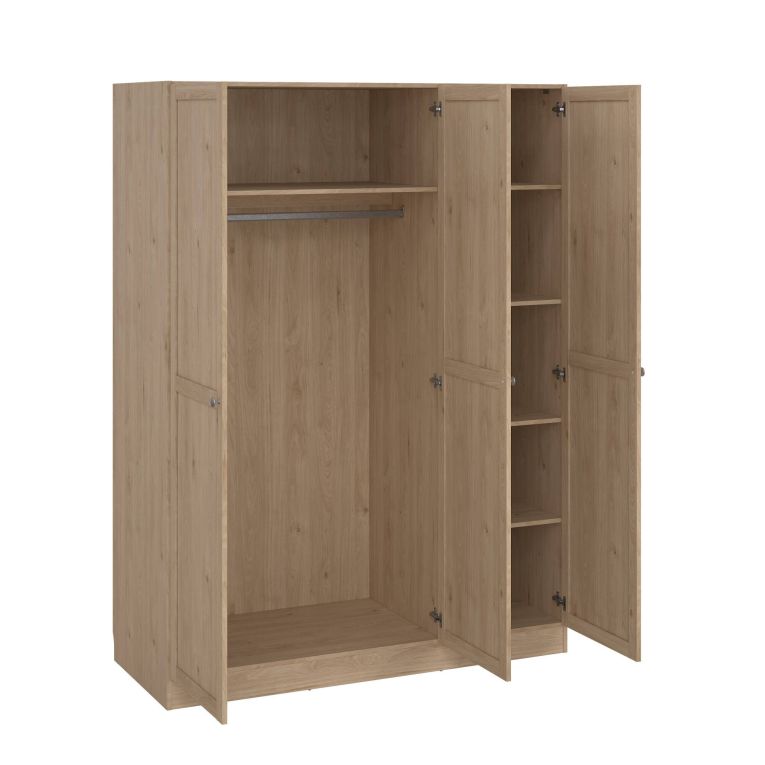 Guardaroba 3 ante Tilda, Mobile camera da letto, Cabina armadio portabiti, Armadio appendiabiti, 62x147 h200 cm, Rovere