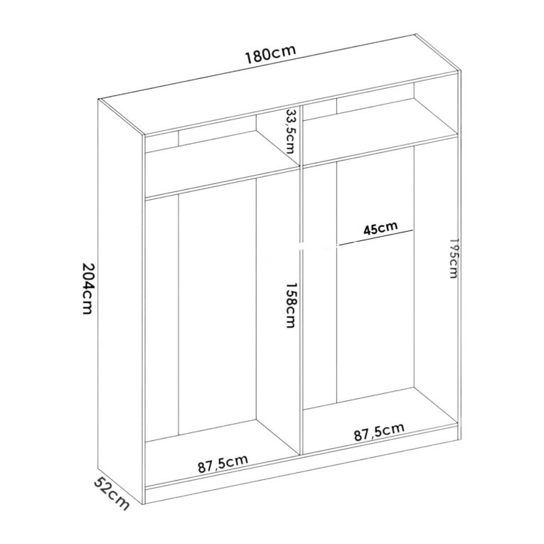 Guardaroba 4 ante bianco lucido 180x204h cm - Iuventas