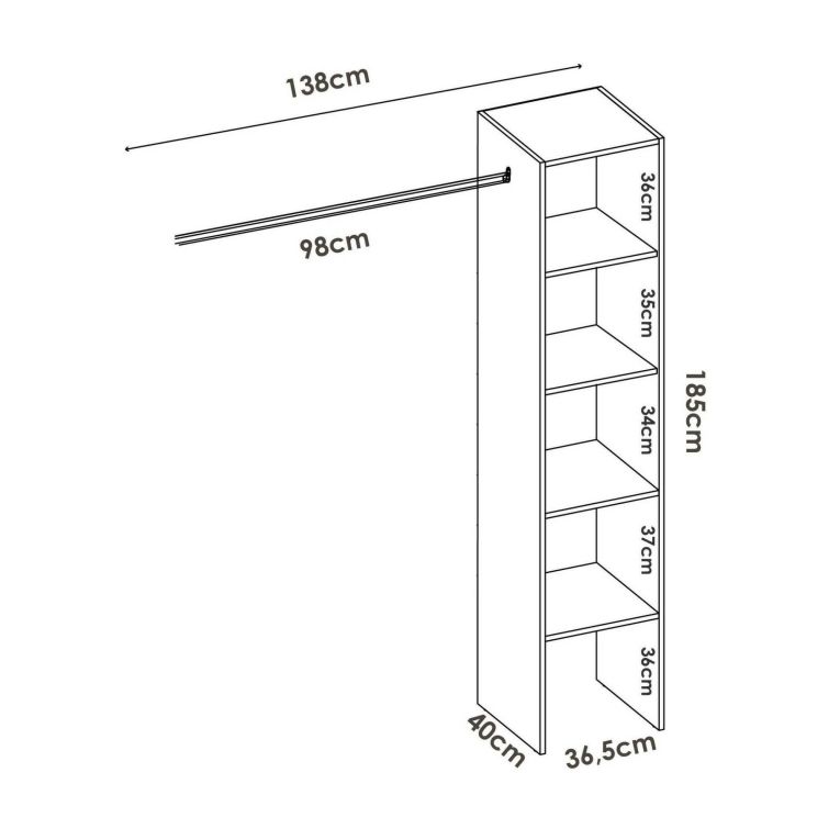 Guardaroba 4 ripiani effetto legno 137x185h cm - Adler