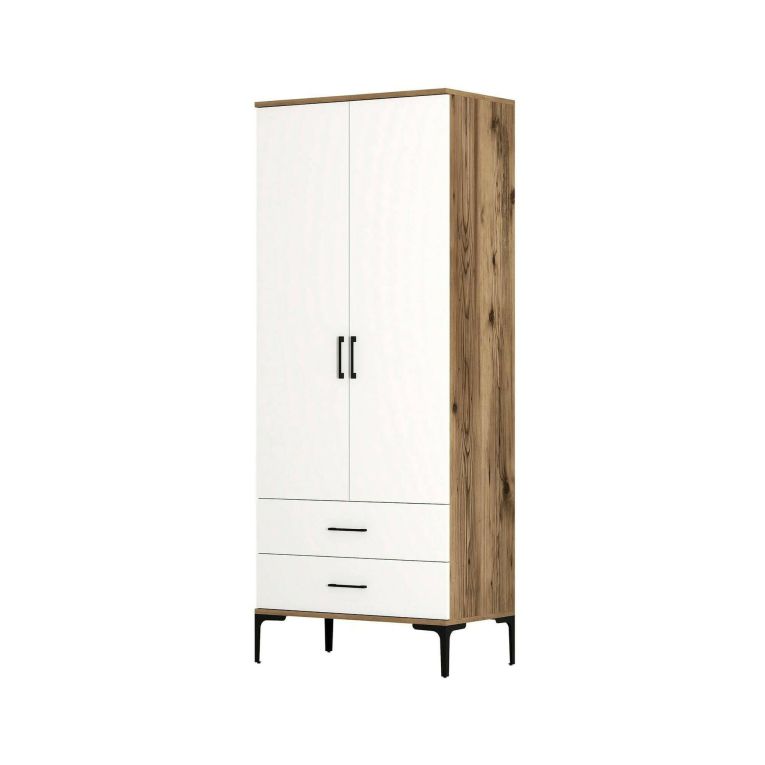 Guardaroba ante battenti noce e bianco 80x200h cm - Doriana