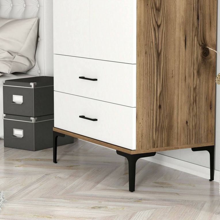 Guardaroba ante battenti noce e bianco 80x200h cm - Doriana