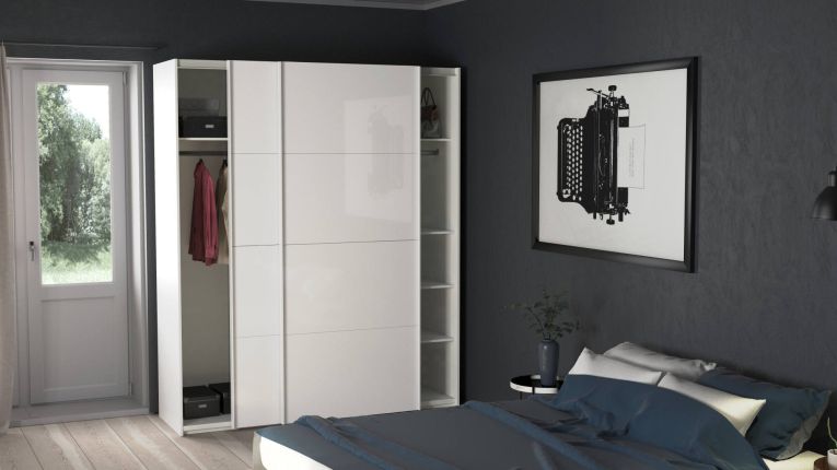 Guardaroba ante scorrevoli bianco lucido 182x220h cm - Badesse