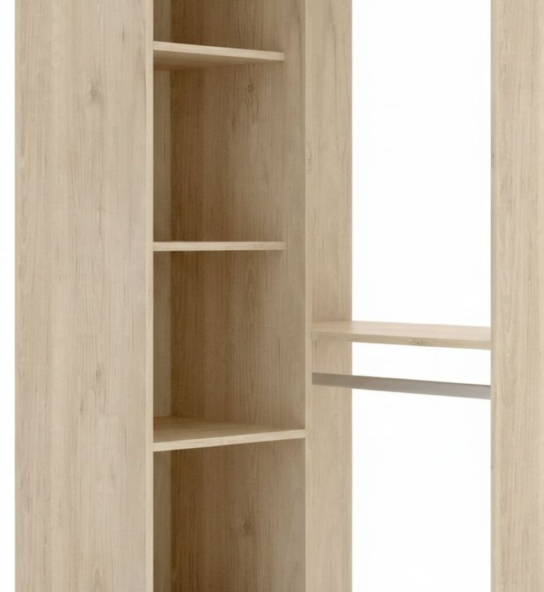 Guardaroba Bernina, Struttura per cabina armadio angolare, Mobile appendiabiti aperto ad angolo, 79x88h186 cm, Rovere