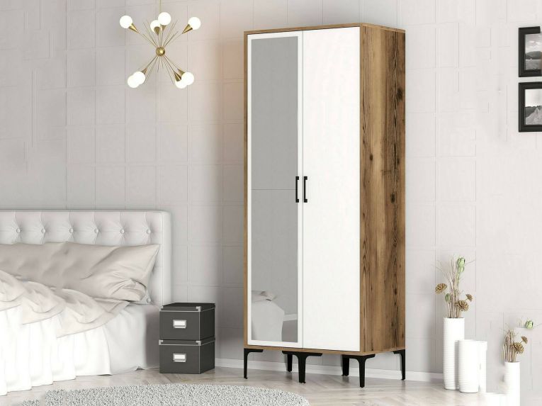 Guardaroba classico noce e bianco 80x200h cm - Anfo