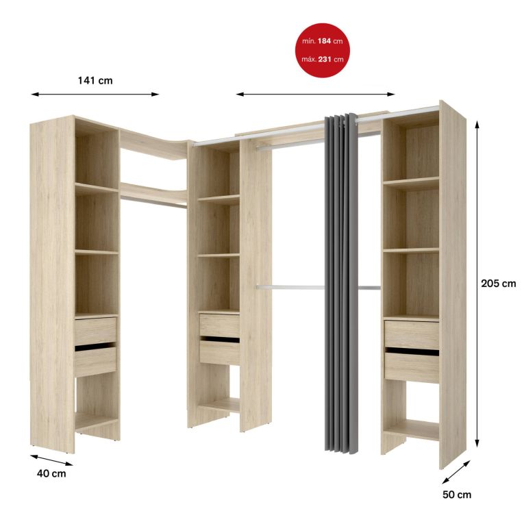 Guardaroba classico rovere 234x205h cm - Alanno