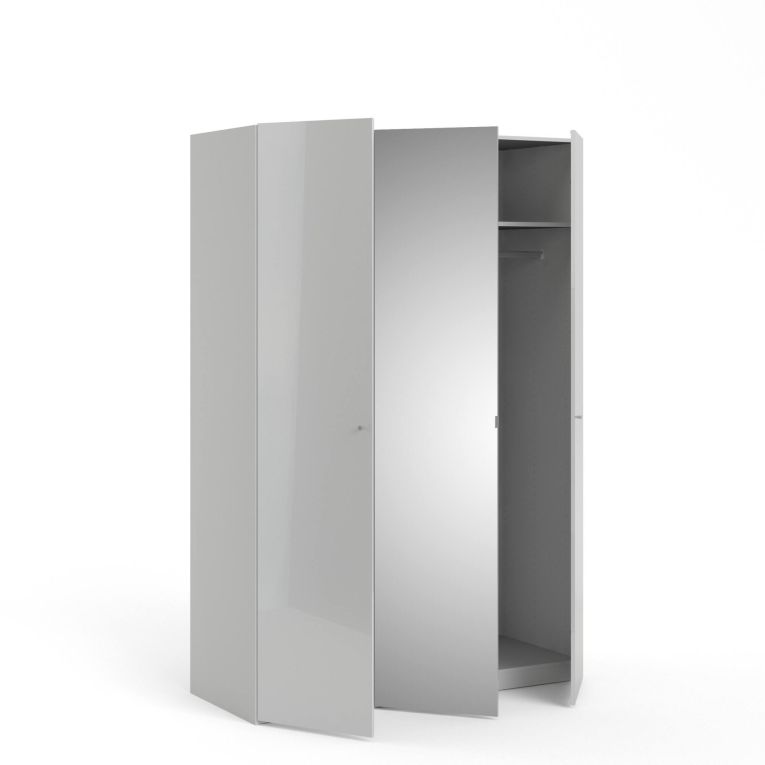 Guardaroba con anta specchio bianco lucido 147x218h cm - Megi