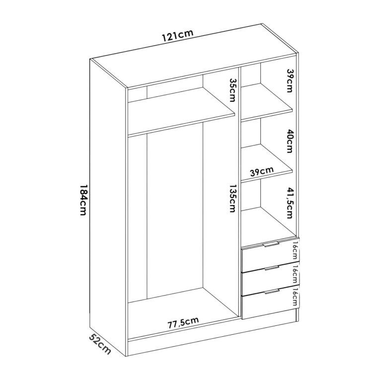 Guardaroba con appendiabiti bianco 121x184h cm - Astru