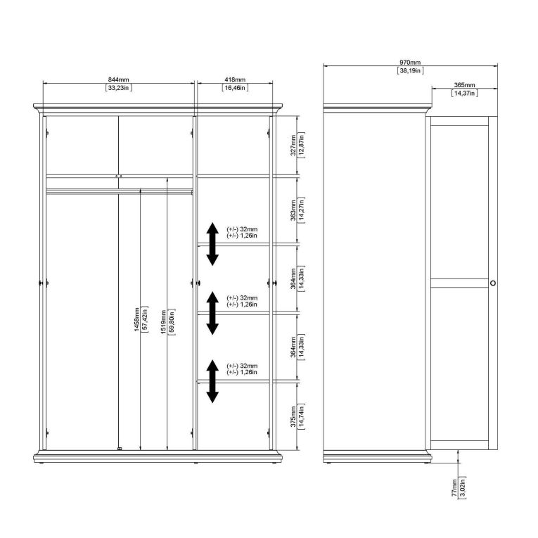 Guardaroba con appendiabiti bianco 138x200h cm - Dolor