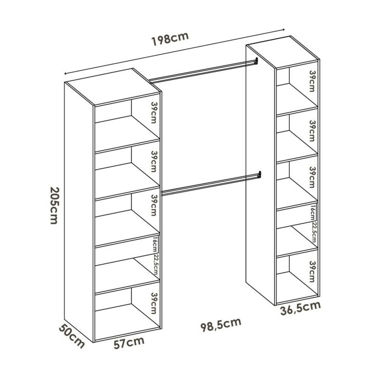 Guardaroba con appendiabiti bianco 200x205h cm - Amalio