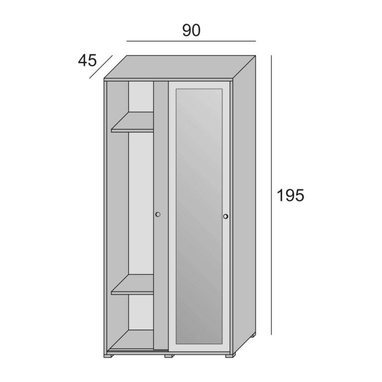 Guardaroba con appendiabiti bianco 90x195h cm - Abduhl