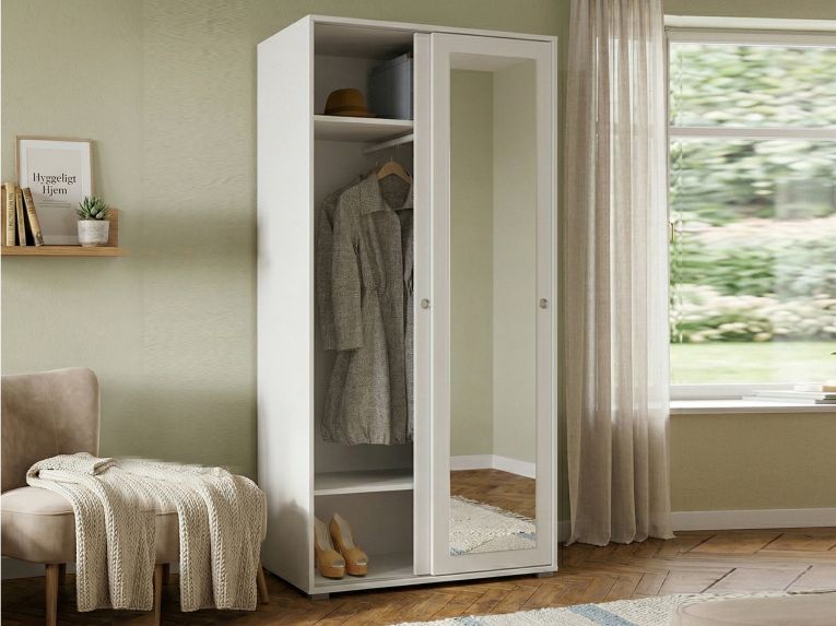 Guardaroba con appendiabiti bianco 90x195h cm - Abduhl