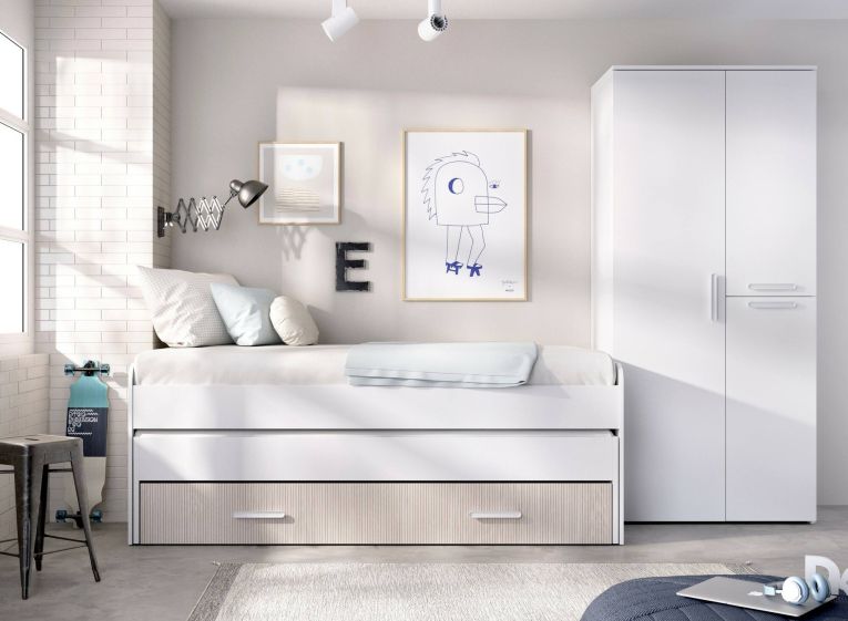 Guardaroba con appendiabiti bianco 90x202h cm - Kompasu