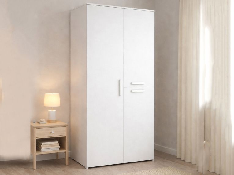 Guardaroba con appendiabiti bianco 90x202h cm - Kompasu