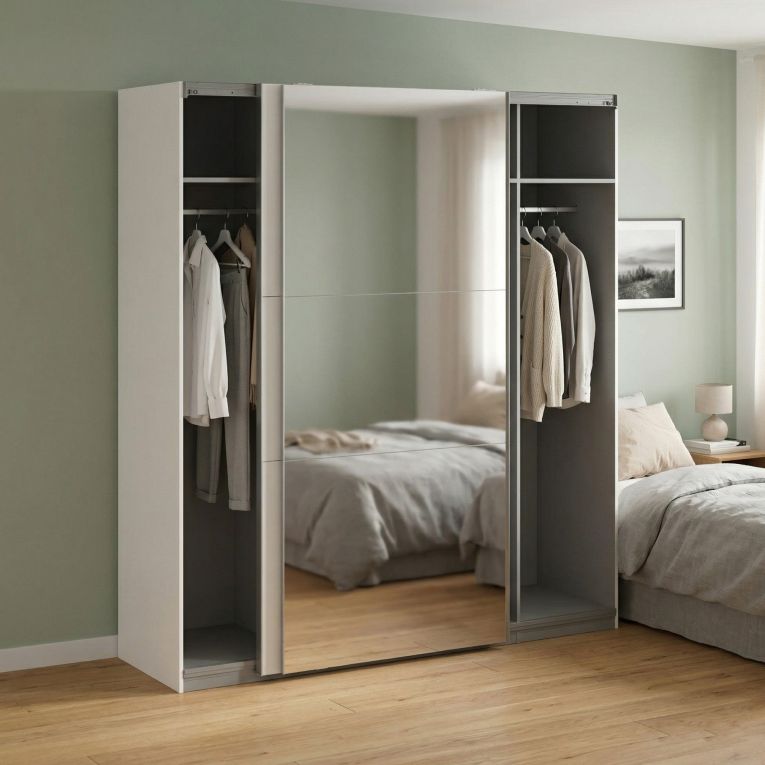 Guardaroba con appendiabiti bianco e grigio 195x220h cm - Andretta